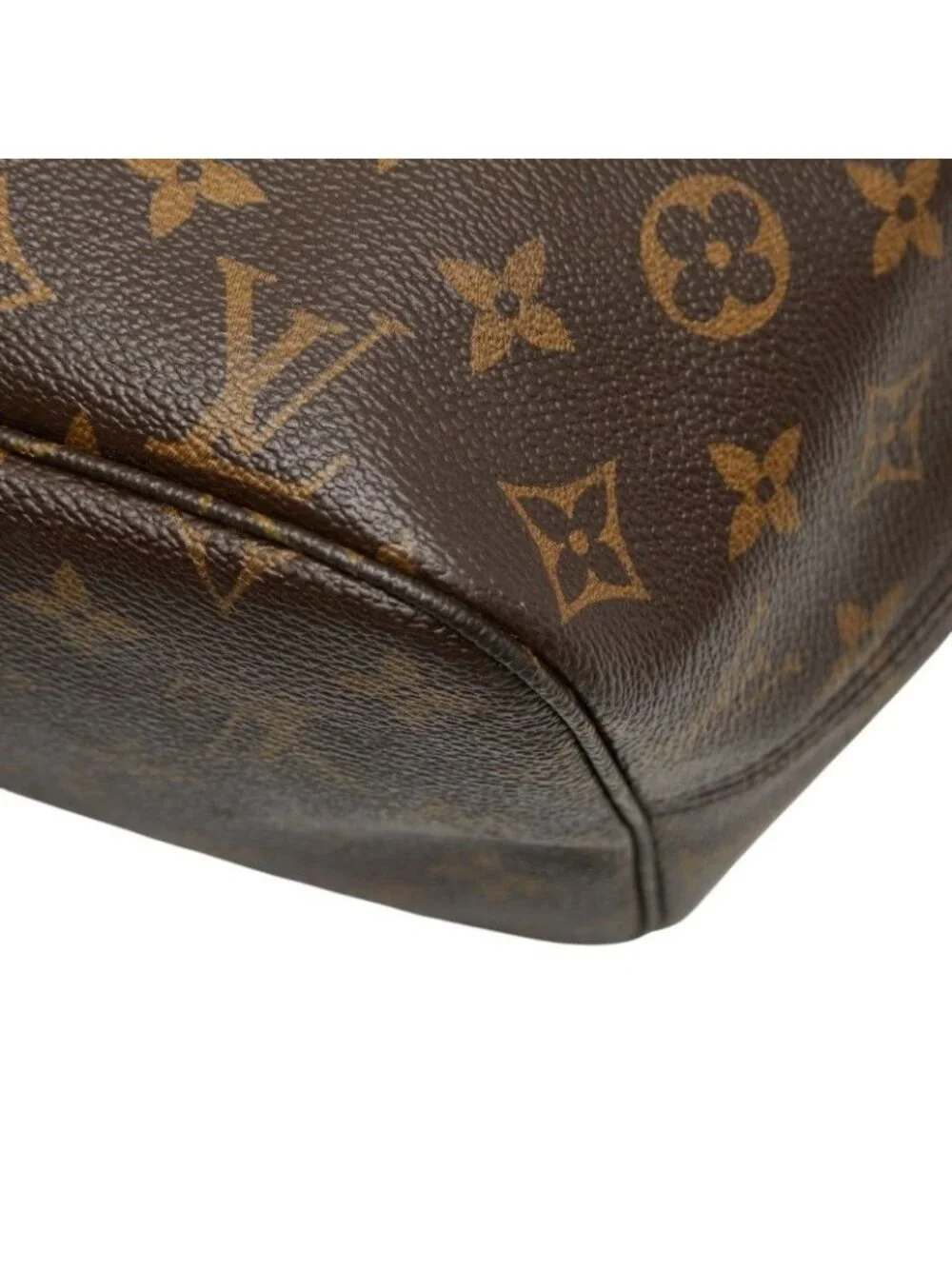 Louis Vuitton Monogram Neverfull MM Shoulder Bag Tote Brown Leather